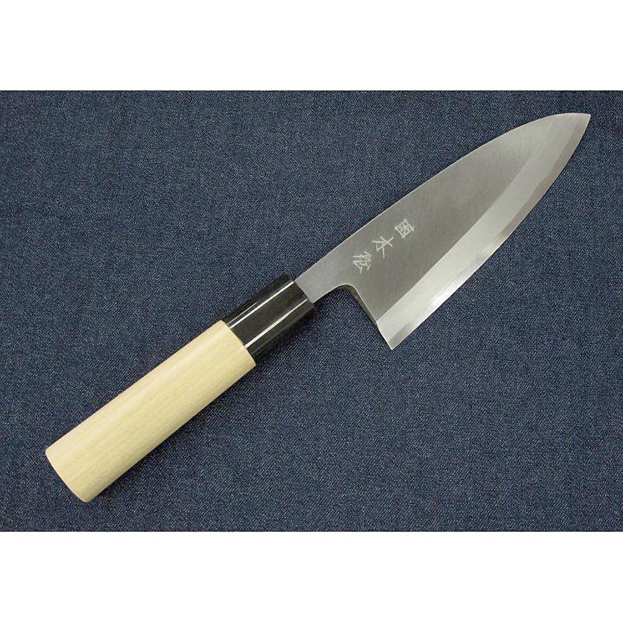 KIYA IZUTSUKI JAPANESE DEBA KNIFE, YASUKI SHIROGAMI STEEL BLADE 165MM