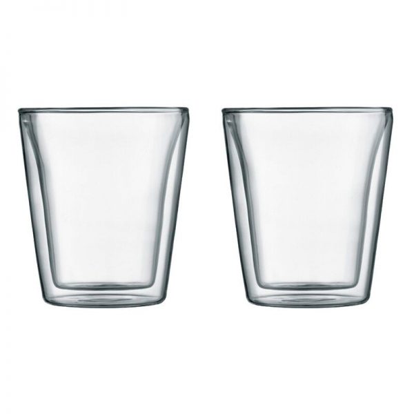Bodum Canteen Double Wall Glass, Medium, 0.2L, Set of 2 (Clear)
