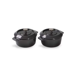 Woll Iron Set of 2 Mini Casseroles, Carbon Grey, 10 cm