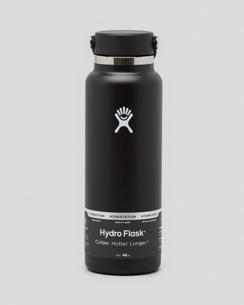 Hydro Flask 40 oz Wide Mouth bottle with Flex Cap – Black