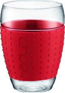 Bodum Pavina Glass, 0.45L/15oz, Red, Set of 2