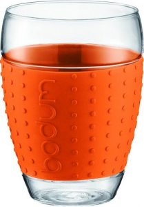 Bodum Pavina Glass, 0.45L/15oz, Orange, Set of 2
