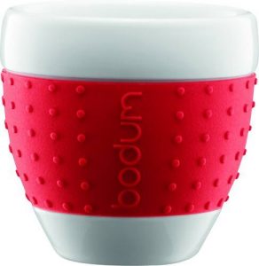 Bodum Pavina Porcelain Mug, 0.08L/2.5oz, Red, Set of 2