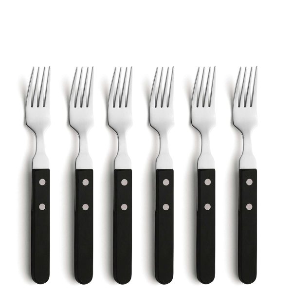 Amefa Pizza Steak Fork Set 6-Piece Black