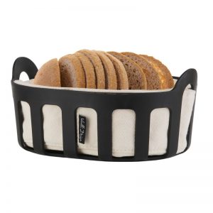 Vialli Design Livio Bread Basket with Cotton Insert Black